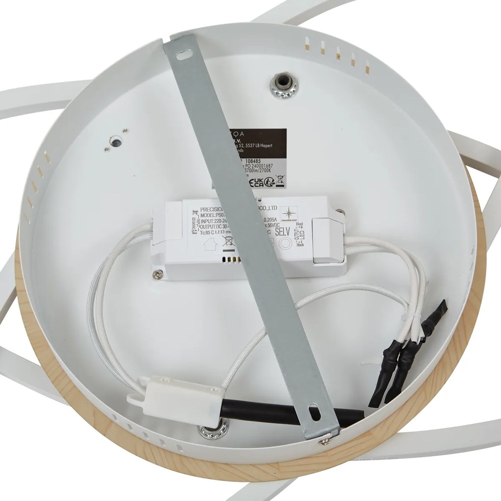 Plafondlamp wit met hout incl. LED 3-staps dimbaar 2-lichts - Kane