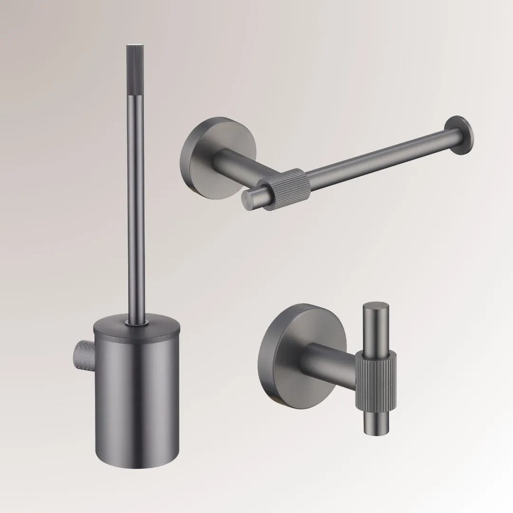 Best Design High End toilet accessoire set incl toiletborstel, rolhouder en haak gunmetal