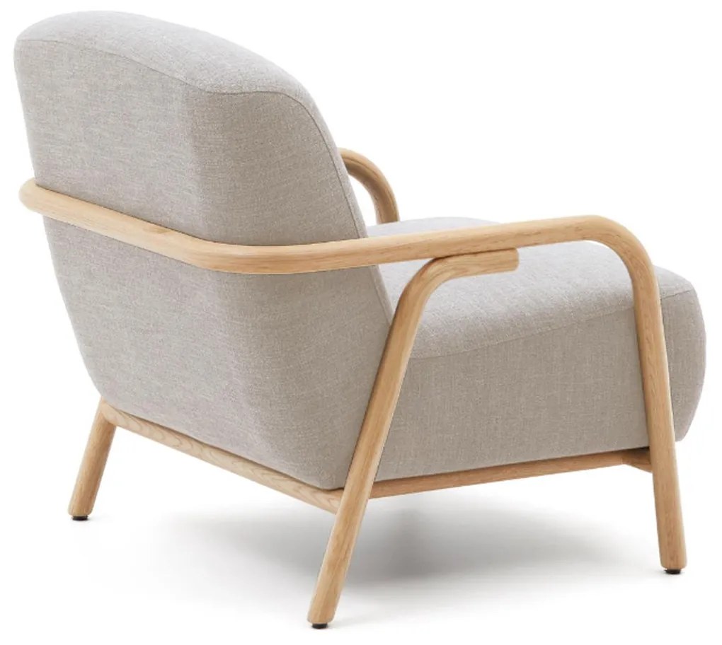 Kave Home Sylo Beige Fauteuil Met Houten Armleuningen