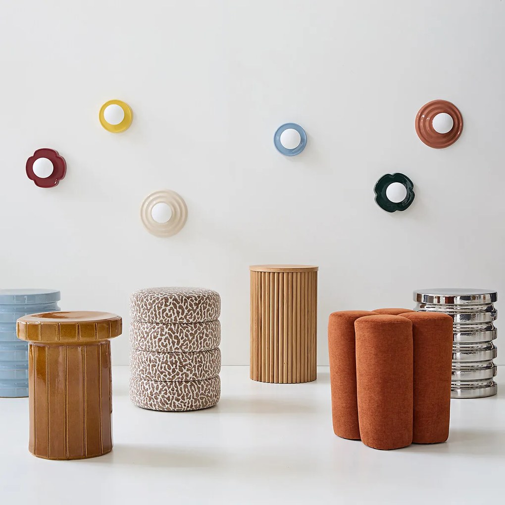 Wand- of plafondlamp bloem, keramiek en opaline glas, diameter 20 cm, HOLI