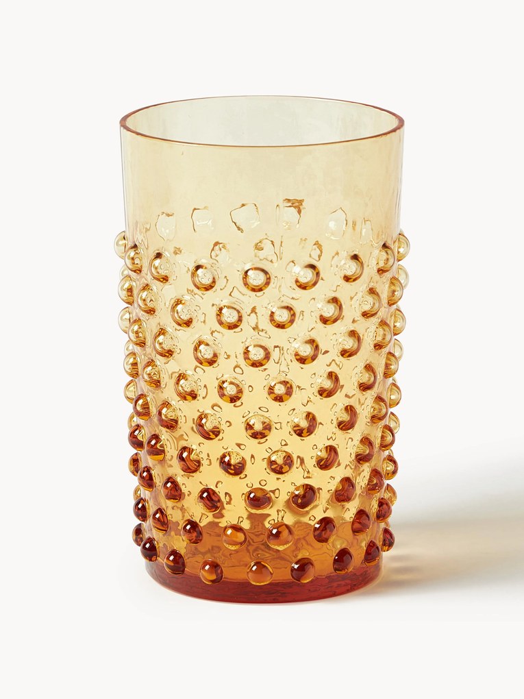 Handgemaakte waterglazen Hobnail met reliëf, 6 stuks