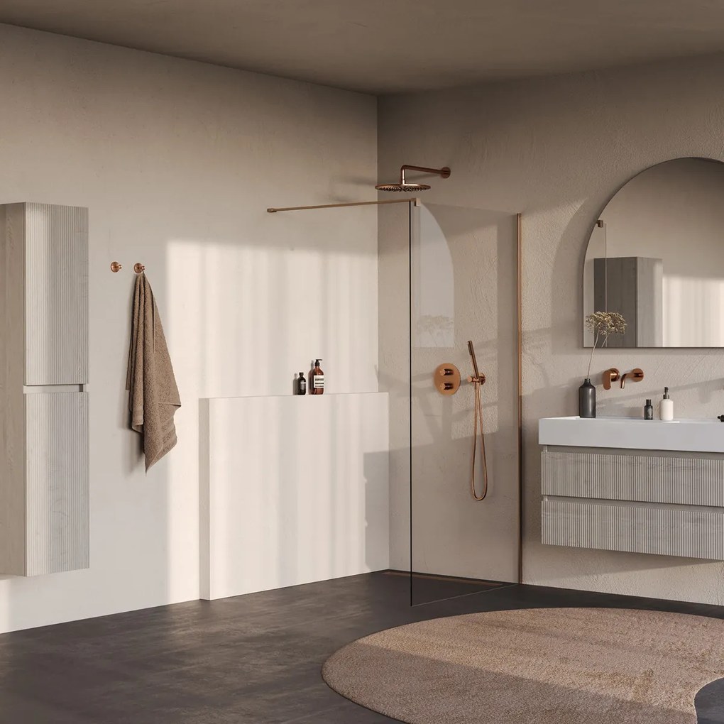 Brauer Oblivion inloopdouche helder glas 100cm koper geborsteld PVD