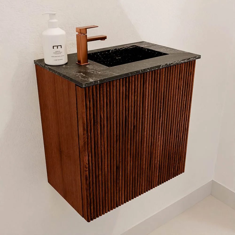Mondiaz Joya DLux 40cm toiletmeubel ruby met wastafel faye rechts 1 kraangat lava