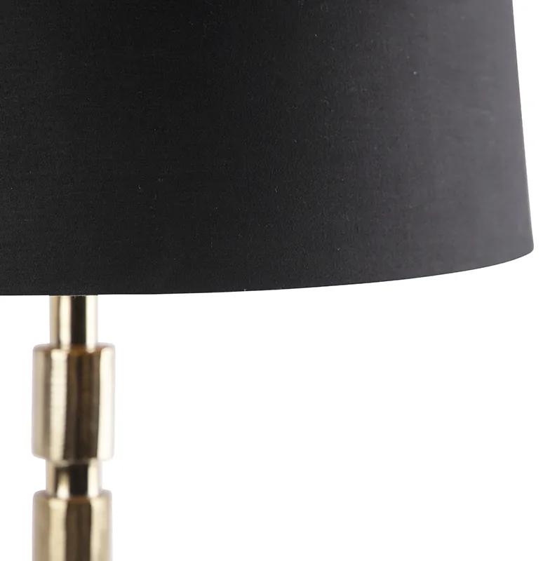 Art Deco tafellamp goud met katoenen kap zwart 45 cm - Torre Art Deco E27 rond Binnenverlichting Lamp