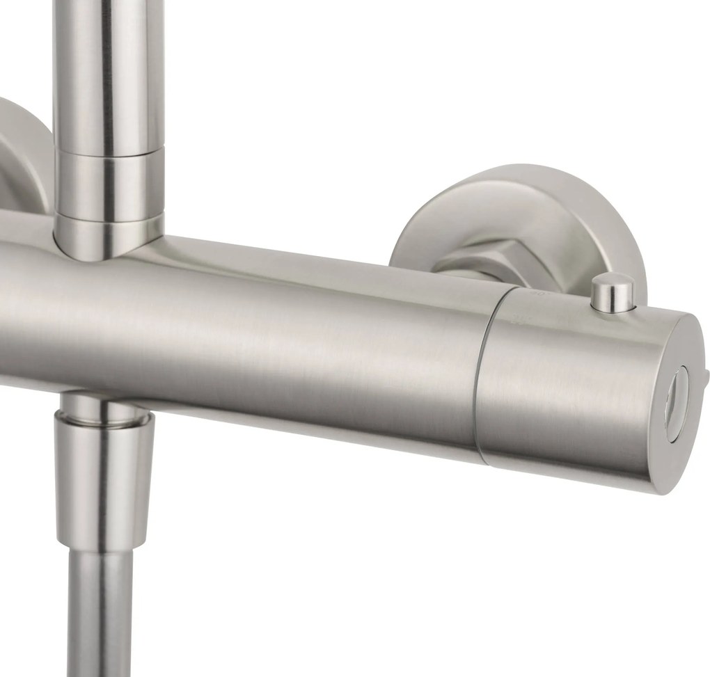 Saqu Eurotrend 225 regendoucheset met 4 straalsoorten Ø23cm geborsteld nikkel PVD-coating