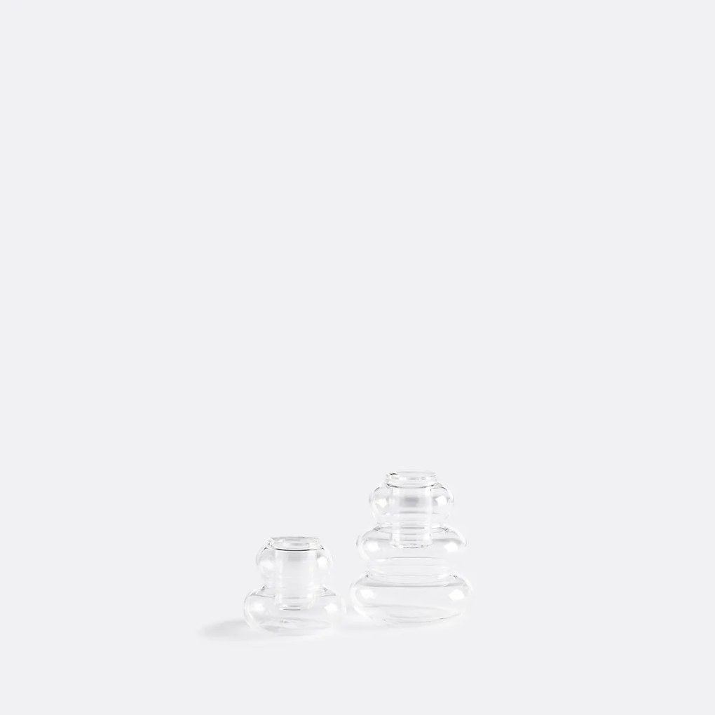 Set van 2 kandelaars van transparant glas Hadi