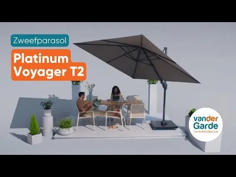Platinum Voyager Vierkante Zweefparasol T2 2,7x2,7 m. - Havanna Taupe