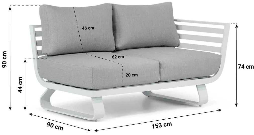 Hoek loungeset 3 personen Aluminium Wit  Santika Furniture Santika Sovita