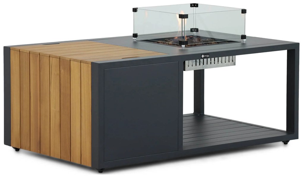 Hoek loungeset 6 personen Aluminium/teak Grijs  Santika Furniture Santika