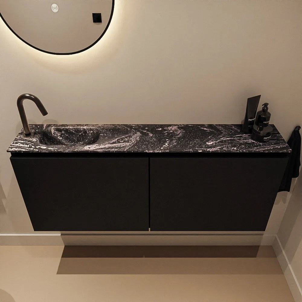 Mondiaz Ture DLux toiletmeubel 120cm urban met wastafel lava links met kraangat