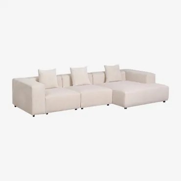 3-delige Chaise Longue Modulaire Bank Rechts (↔︎335 Cm) Bruna Corduroy Beige – Linnen - Sklum