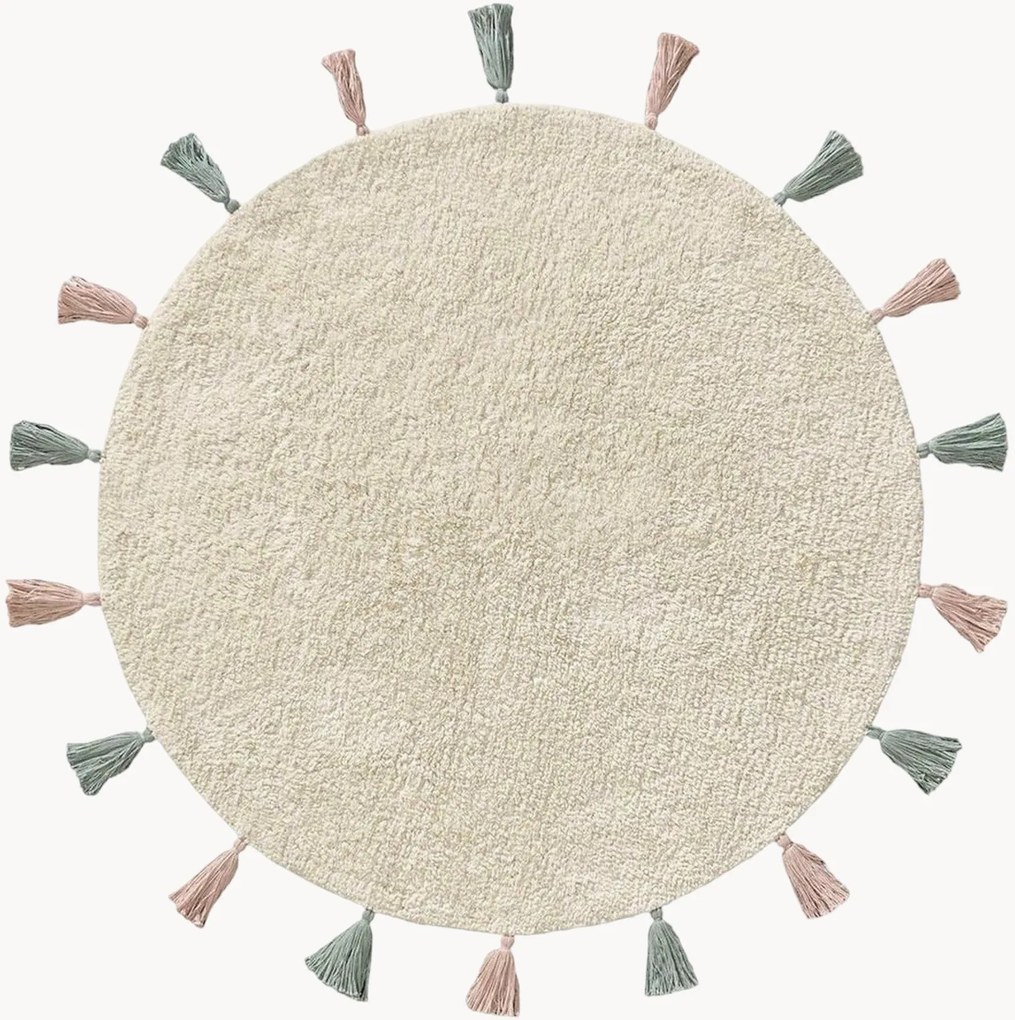 Ronde katoenen vloerkleed Malu, handgetuft