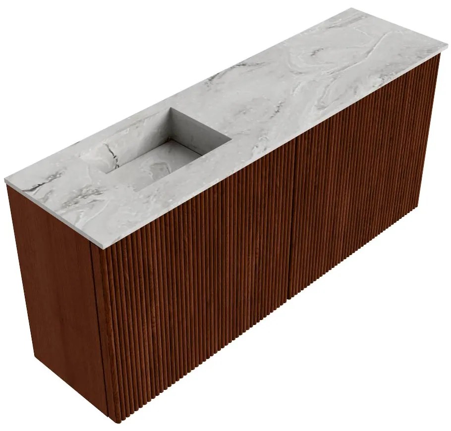 Mondiaz Joya DLux 90cm toiletmeubel ruby met wastafel faye links zonder kraangat glace