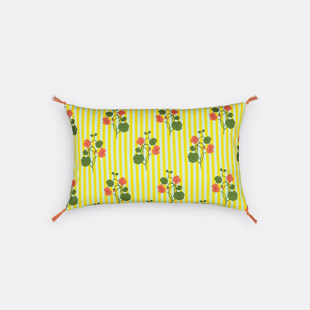 Kussenhoes met Oost-Indische kers en strepen 50x30 cm, Lena