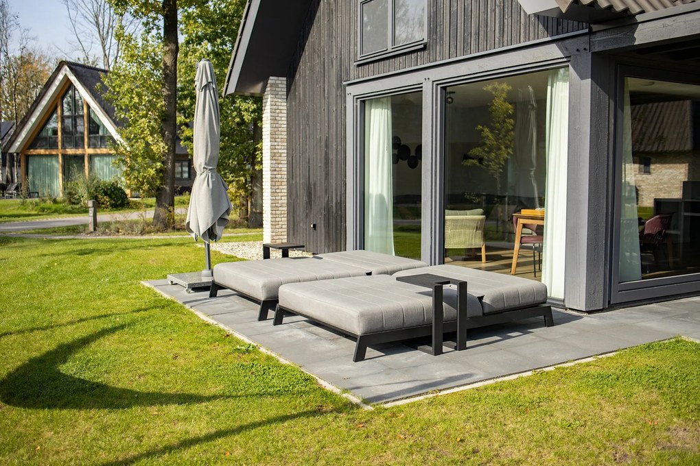 Mexico 2-persoons Sunbrella ligbed + bijzettafel - Lichtgrijs