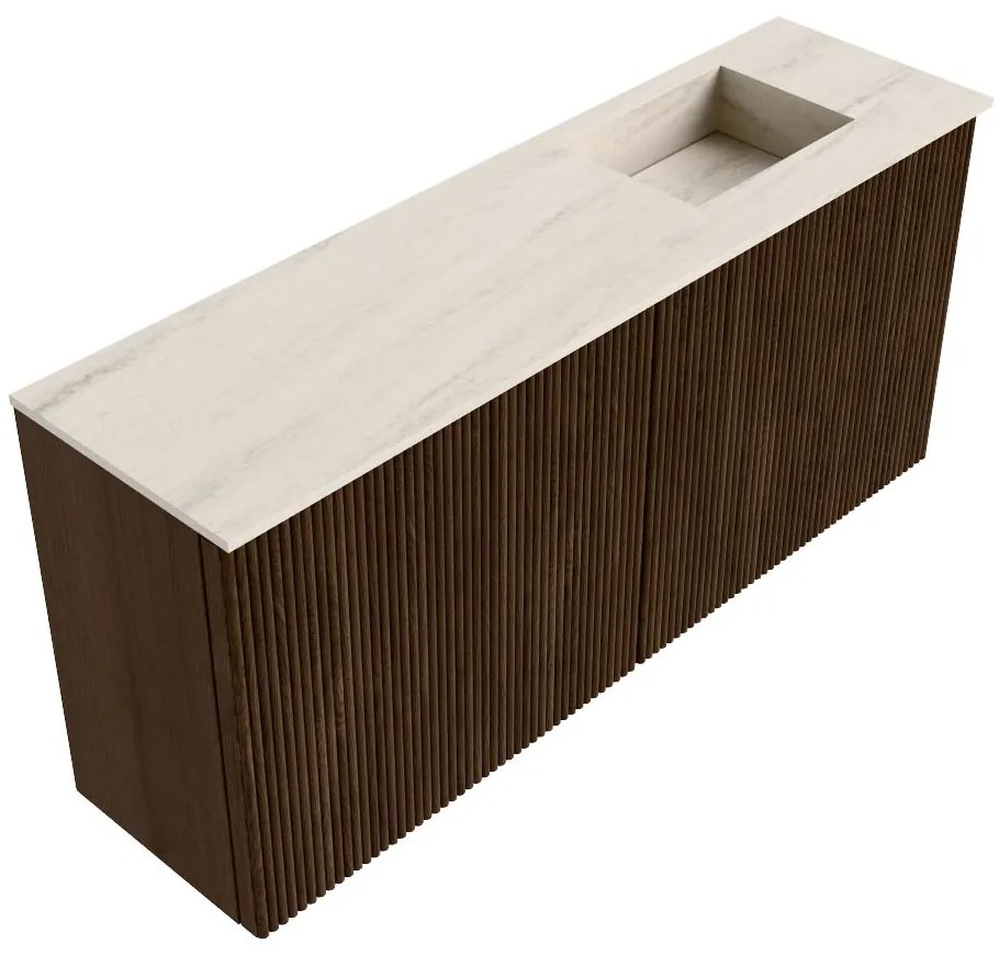 Mondiaz Joya DLux 90cm toiletmeubel walnut met wastafel faye rechts 1 kraangat meli