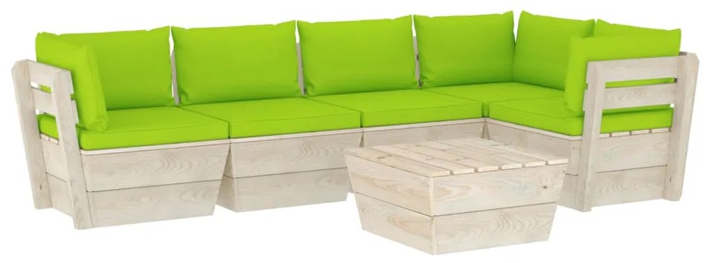 vidaXL 6-delige Loungeset met kussens pallet vurenhout