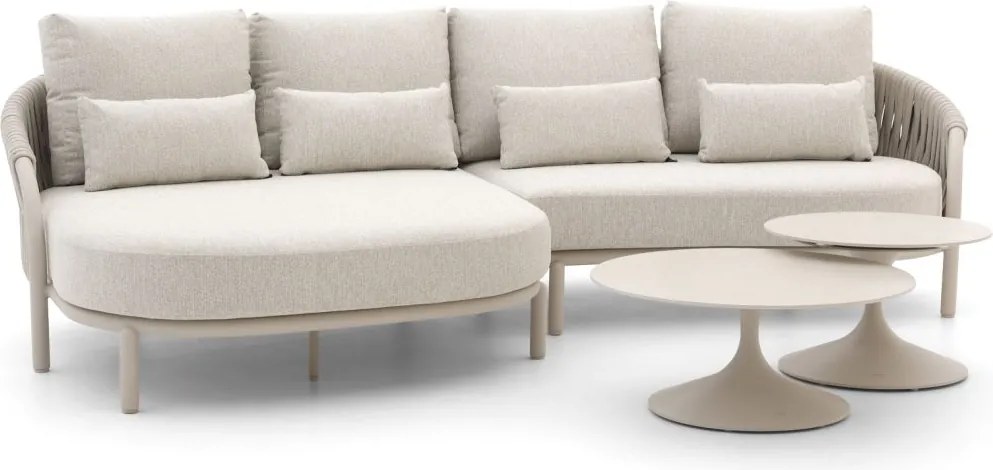 Chaise longue loungeset SUNS | 4 personen | Loungeset Beige | Aluminium | Kees Smit Tuinmeubelen