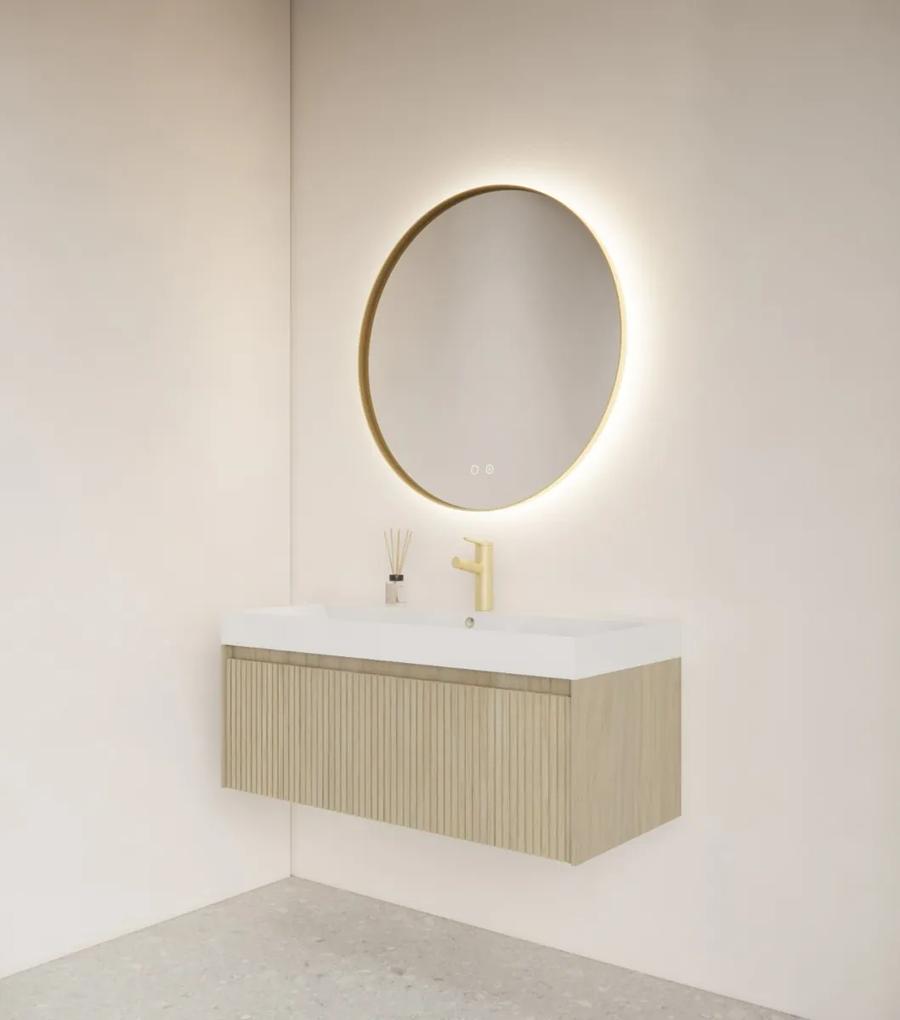 Gliss Design Athena ronde spiegel mat goud 120cm met verlichting en verwarming