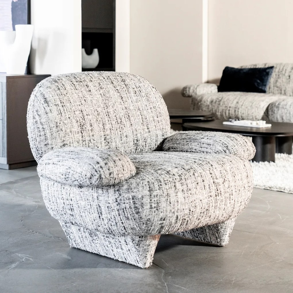 Design Fauteuil Zwart Wit Stof