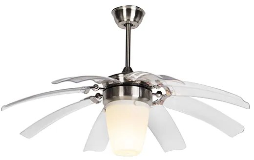 Plafondventilator met lamp zilver met afstandsbediening - Wings 42 staal Modern, Industriele / Industrie / Industrial, Design E27 rond Binnenverlichting Lamp