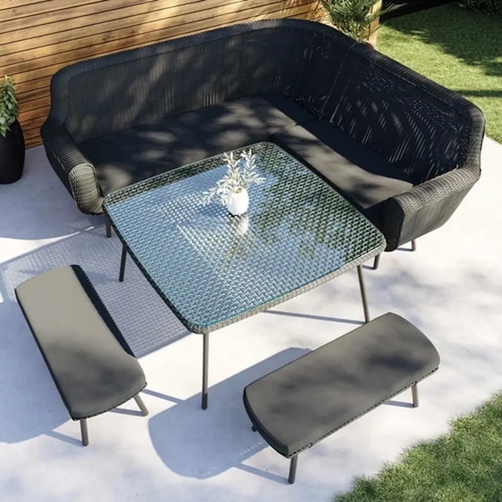 The Outsider Hoek Lounge Diningset - Jonah - Wicker - Antraciet - The Outsider