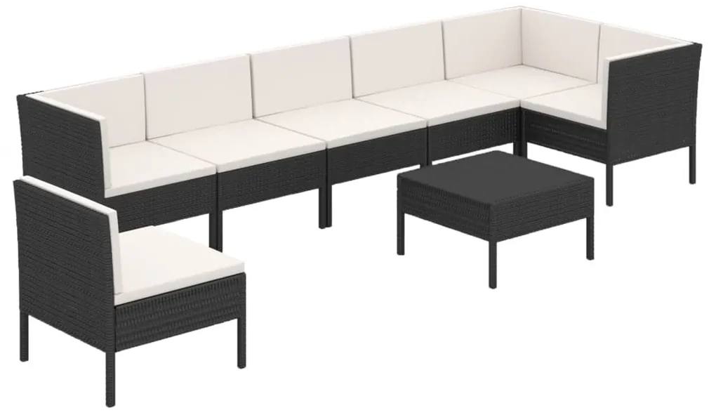 vidaXL 8-delige Loungeset met kussens poly rattan zwart