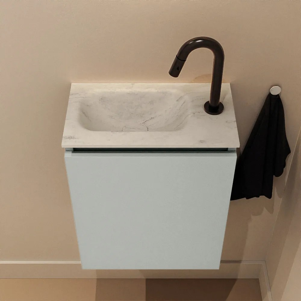 Mondiaz Ture DLux toiletmeubel 40cm greey met wastafel opalo links met kraangat