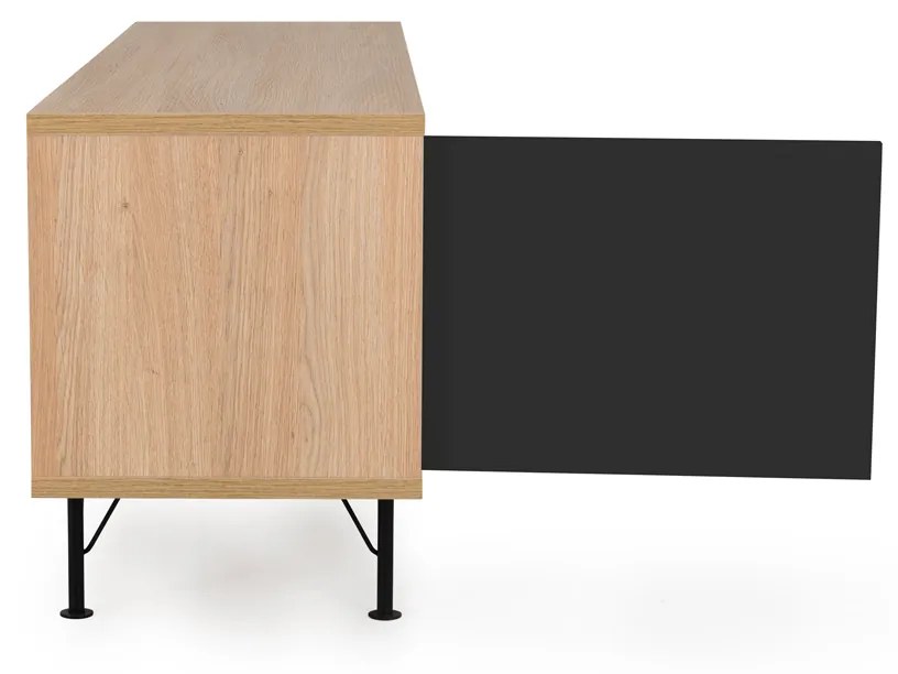 Tenzo Flow Tv-meubel Eiken Mat Zwart - 164x44x60cm.