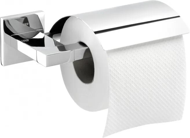 Items toiletrolhouder met klep 17,1 13,3x6,9 cm, chroom