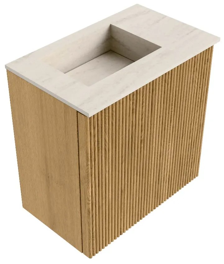Mondiaz Joya DLux 40cm toiletmeubel oak met wastafel faye links zonder kraangat meli