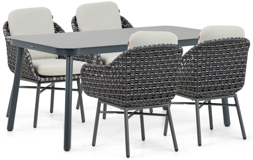 Tuinset 4 personen 160 cm Aluminium/rope Zwart Lifestyle Garden Furniture Santika