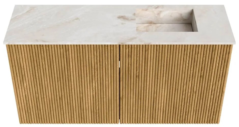 Mondiaz Joya DLux 80cm toiletmeubel oak met wastafel faye rechts zonder kraangat frappe