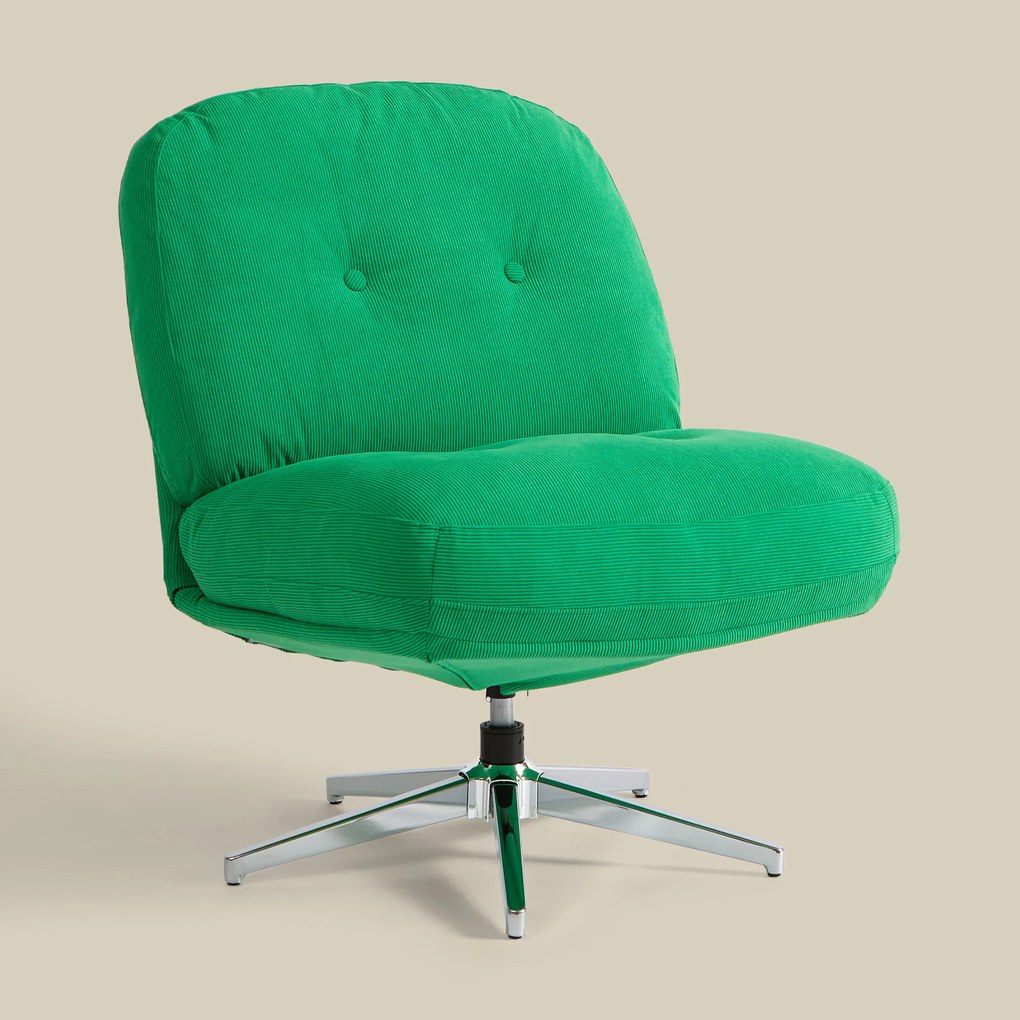 Draaibare Fauteuil Retro Groene Ribstof