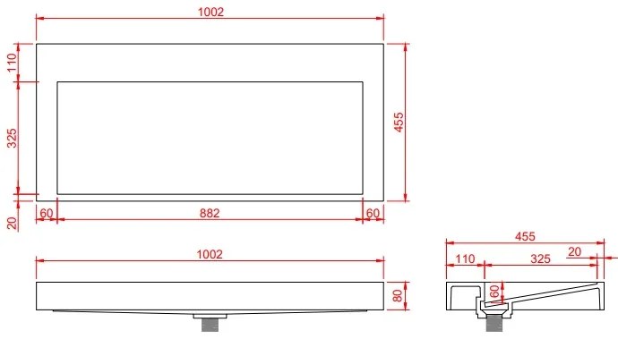 Muebles Calas badmeubel ribbelfront 100cm antraciet mat met solid surface wastafel zonder kraangat