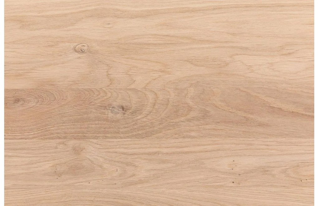 Goossens Nachtkastje Runt, Voet rond metaal ral 9005 zwart, blad massief eik