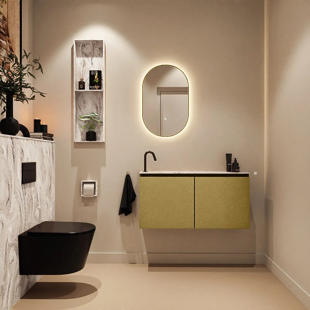 Mondiaz Ture DLux toiletmeubel 100cm oro met wastafel glace links met kraangat