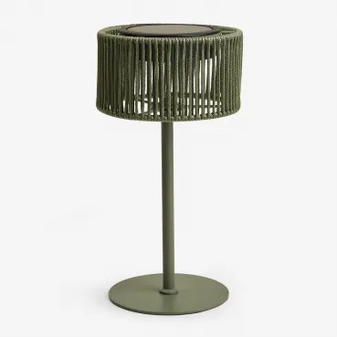 Draadloze Led Solar Tafellamp Voor Buiten Van Ijzer En Gevlochten Touw Krabi Groen – Intens Olijf - Sklum