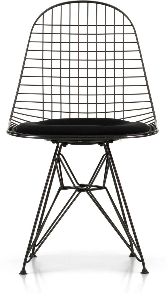 Vitra Eames Wire Chair DKR-5 stoel gepoedercoat onderstel zwart