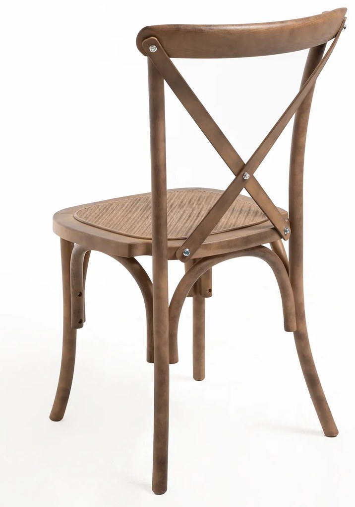 Set Van 4 Altea Polypropyleen Stoelen Met Rattan Houteffect