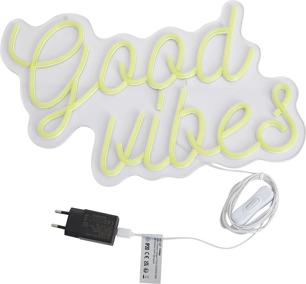 Neon wandlamp geel incl. LED - Good Vibes
