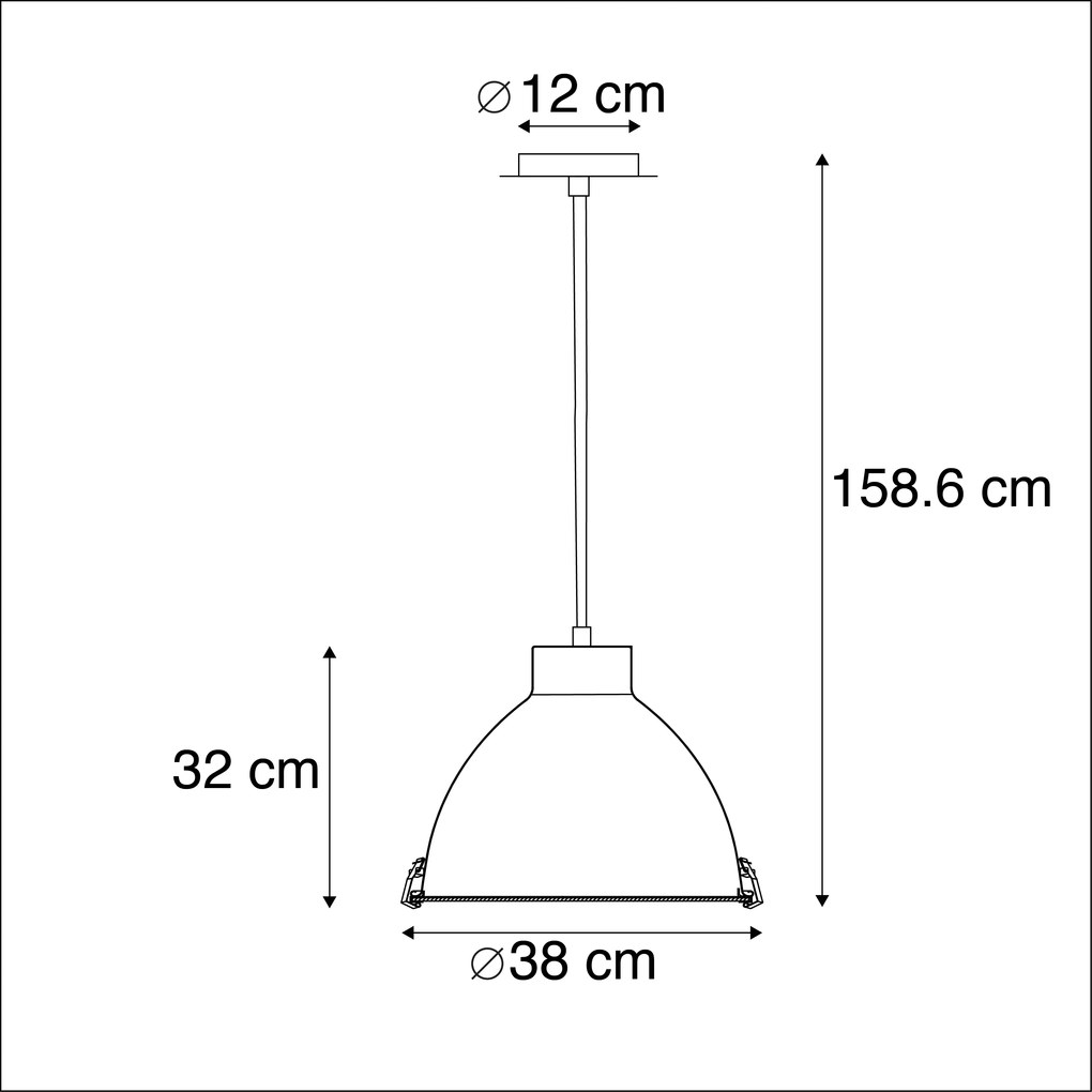 Industriële hanglamp aluminium 38 cm dimbaar - Anteros Industriele / Industrie / Industrial, Modern E27 rond Binnenverlichting Lamp