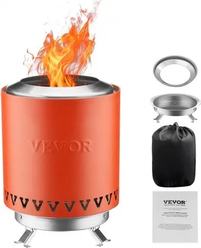 VEVOR vuurkorf, Φ150x205mm tafelhaard voor binnen en buiten, draagbare frictiebrander, smoker met standaard, hout- of pelletkachel, vuurschaal voor op de camping, terras, cilinder, rood