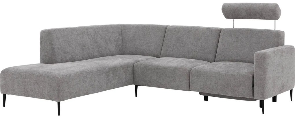 Goossens Hoekbank Tiolo Met Relaxfunctie En Hoofdsteun grijs, stof, 3-zits, modern design met ligelement links