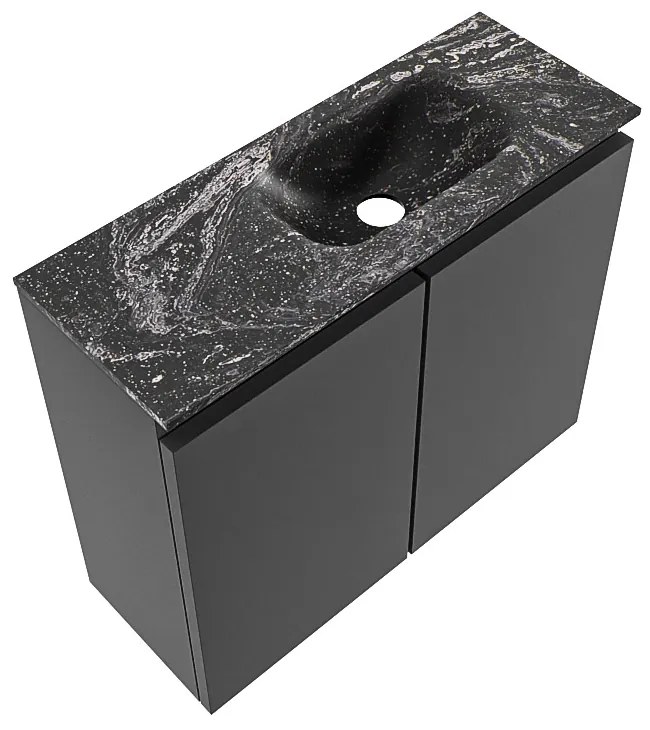 Mondiaz Ture DLux toiletmeubel 60cm dark grey met wastafel lava rechts zonder kraangat