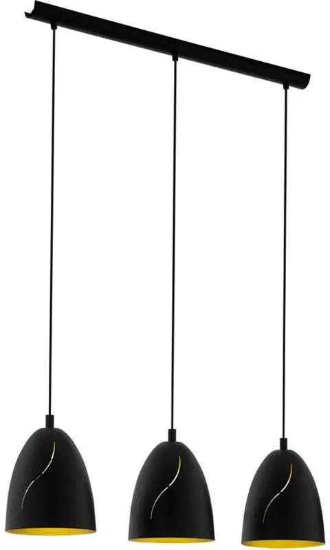 EGLO hanglamp 3-lichts Hunningham - zwart/goud - Leen Bakker