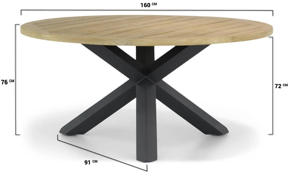 Tuinset Ronde Tuintafel 6 personen 160 cm Aluminium Grijs  Santika Furniture Santika