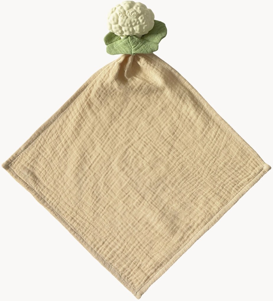 Handgemaakt knuffeldekentje Chloe the Cauliflower met bijtring