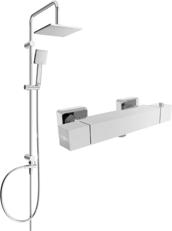 Mexen Tord opbouw doucheset met regendouche en thermostatische douchekraan Cube, chroom - 77200200-00