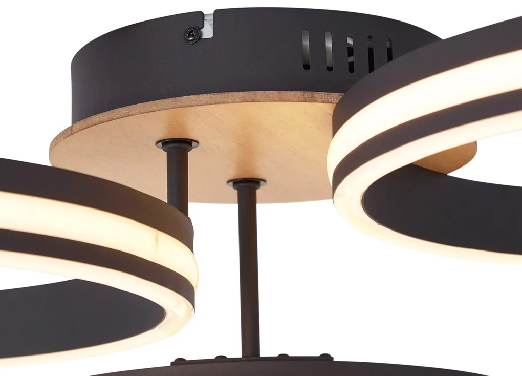 Plafondlamp hout incl. LED 3-staps dimbaar 3-lichts - Navara